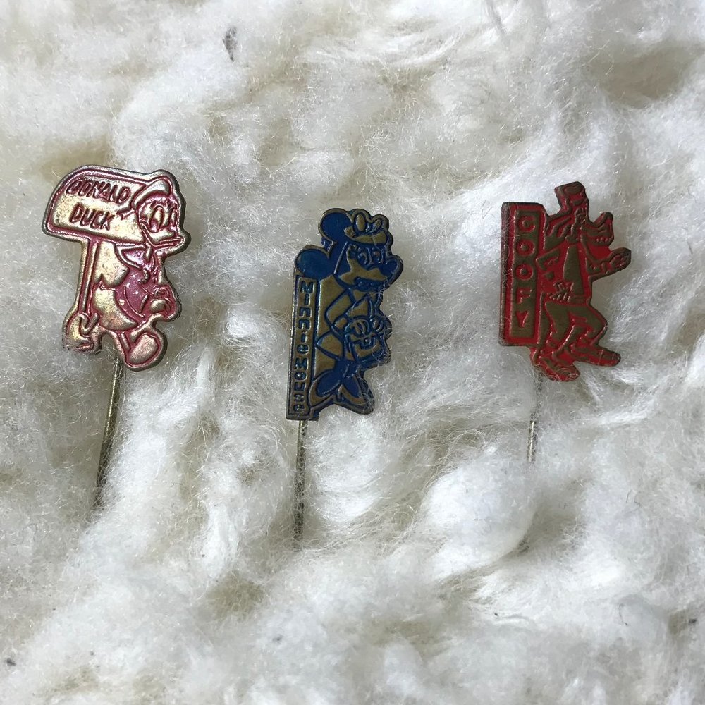 Vintage Disney Stick Pins Donald, Minne, & Goofy